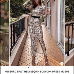 Women's Sequin Bodycon Dress - Black and Gold, Missord brand